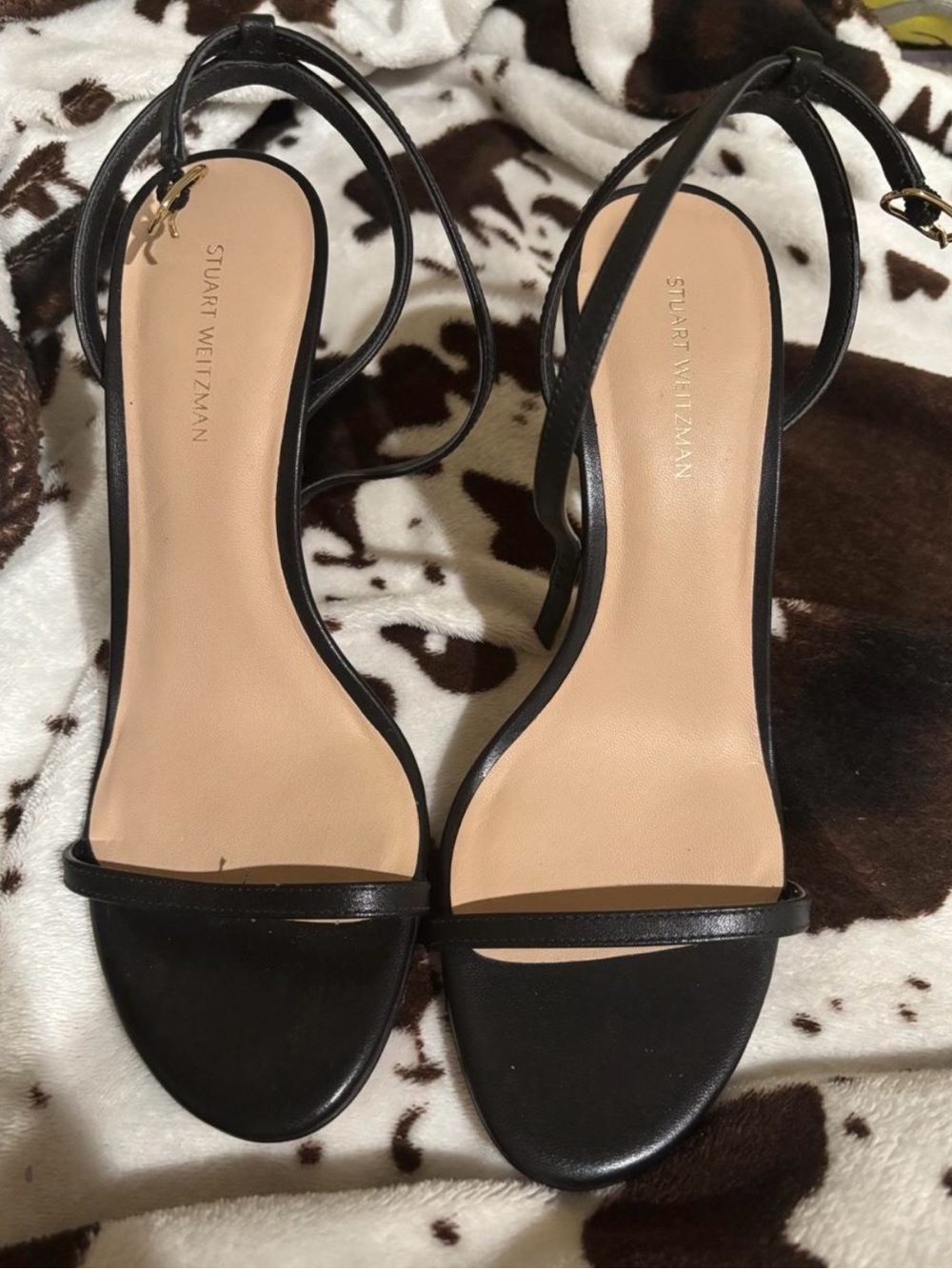 Stuart Weitzman Black Strappy Open-Toe Heels